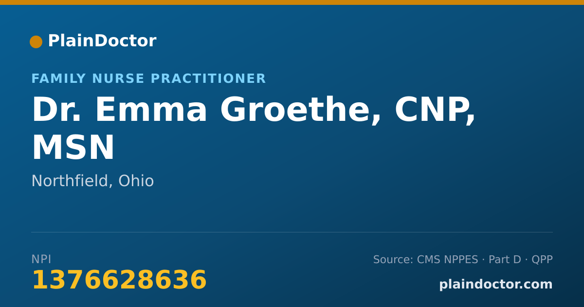 Shareable card for Emma Groethe, CNP, MSN - Family Nurse Practitioner, Northfield, OH