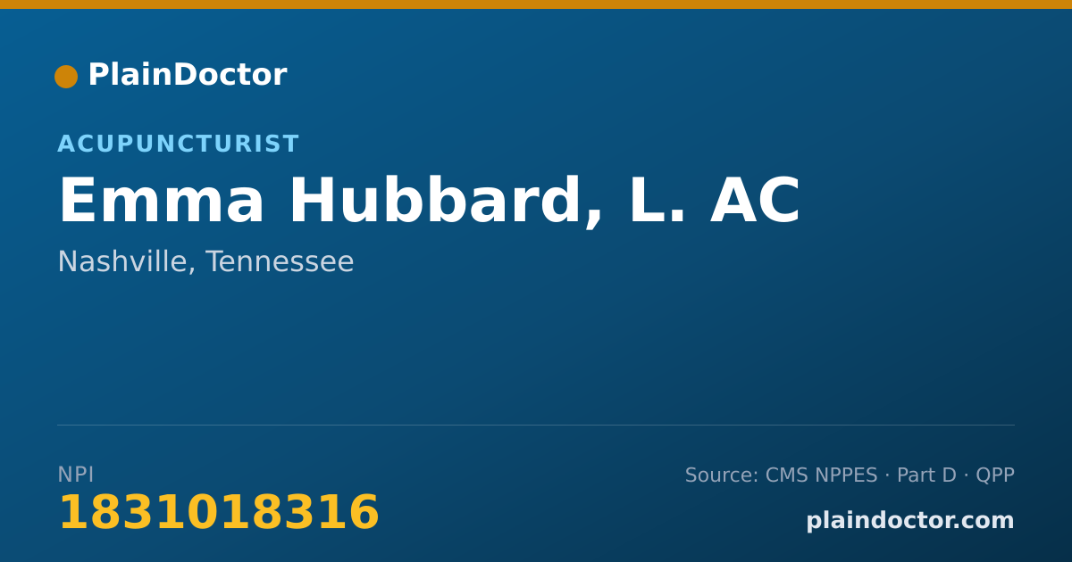 Shareable card for Emma Hubbard, L. AC - Acupuncturist, Nashville, TN