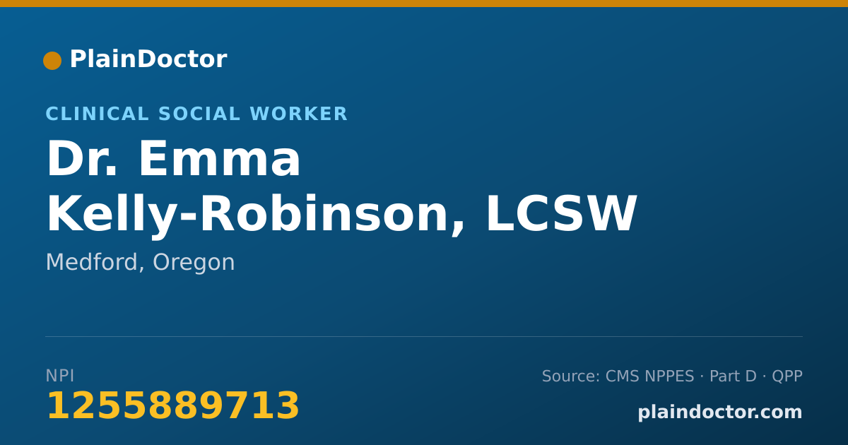 Shareable card for Emma Kelly-Robinson, LCSW - Clinical Social Worker, Medford, OR