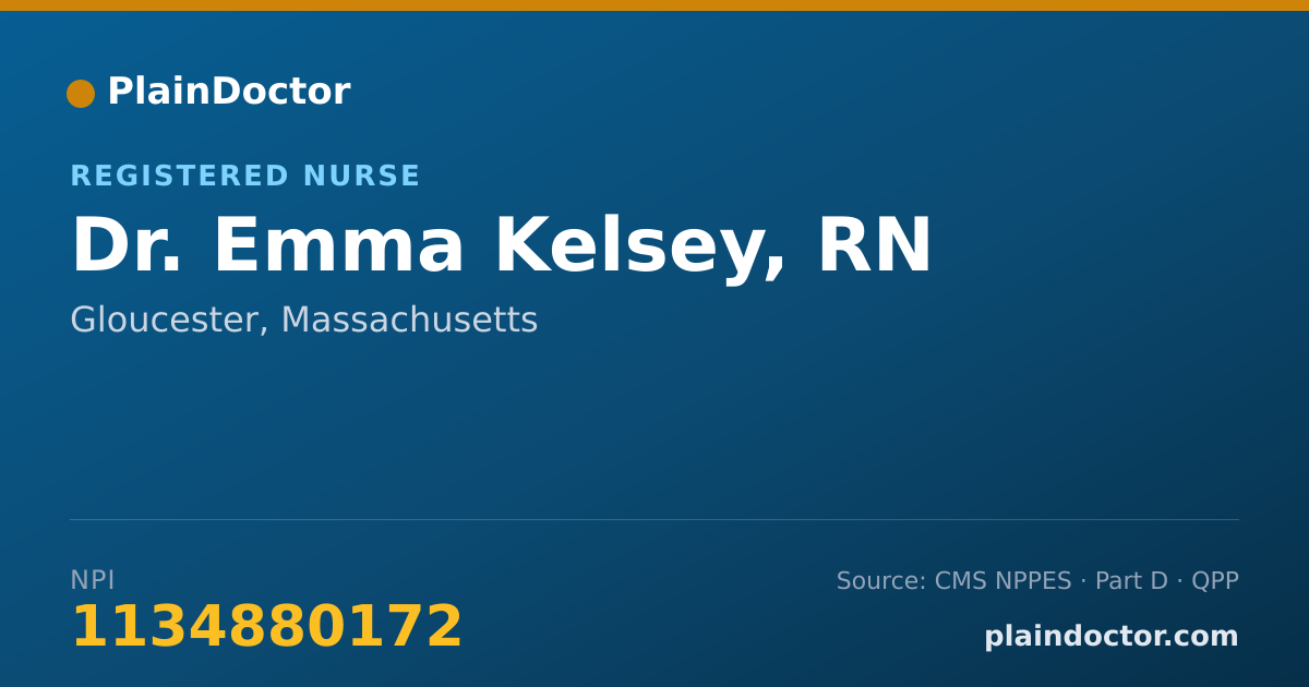 Shareable card for Emma Kelsey, RN - Registered Nurse, Gloucester, MA