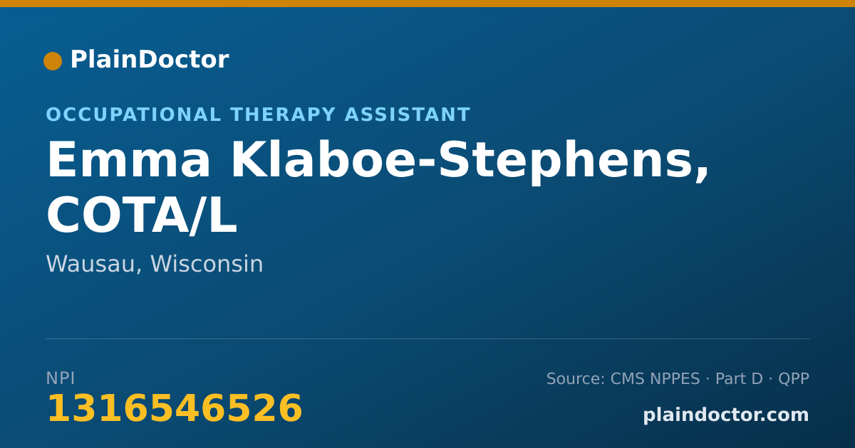 Shareable card for Emma Klaboe-Stephens, COTA/L - Occupational Therapy Assistant, Wausau, WI