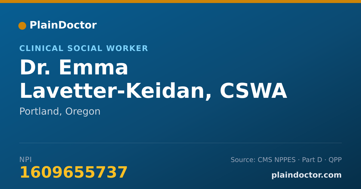 Shareable card for Emma Lavetter-Keidan, CSWA - Clinical Social Worker, Portland, OR