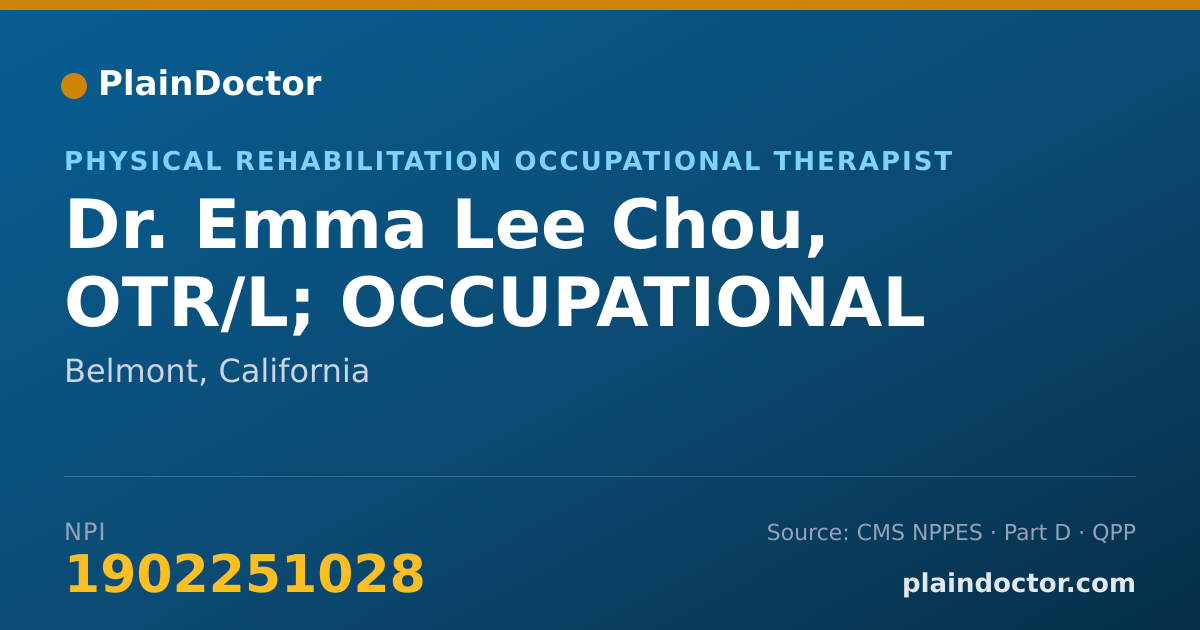 Shareable card for Emma Lee Chou, OTR/L; OCCUPATIONAL - Physical Rehabilitation Occupational Therapist, Belmont, CA