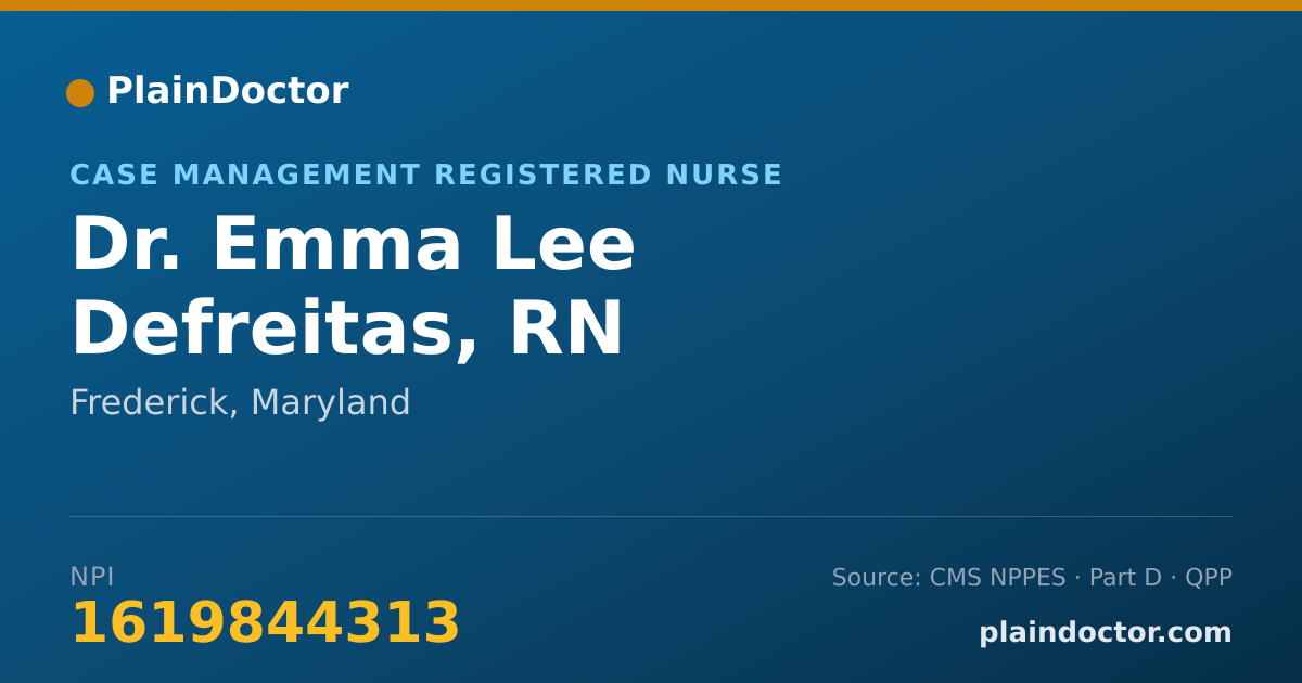 Shareable card for Emma Lee Defreitas, RN - Case Management Registered Nurse, Frederick, MD