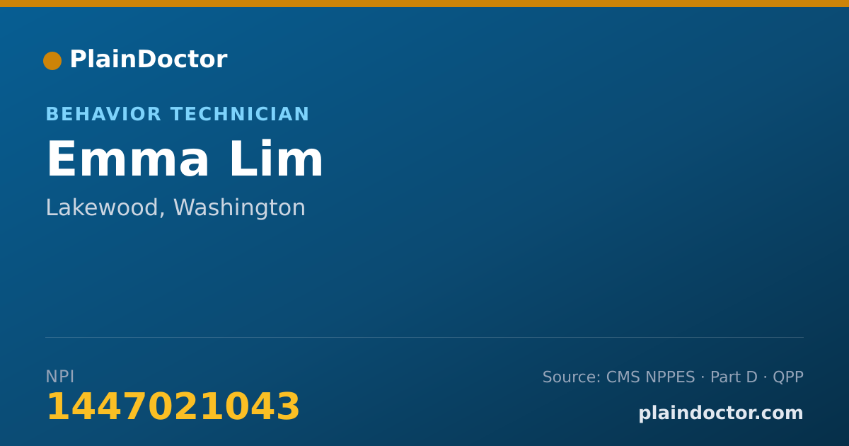 Shareable card for Emma Lim - Behavior Technician, Lakewood, WA