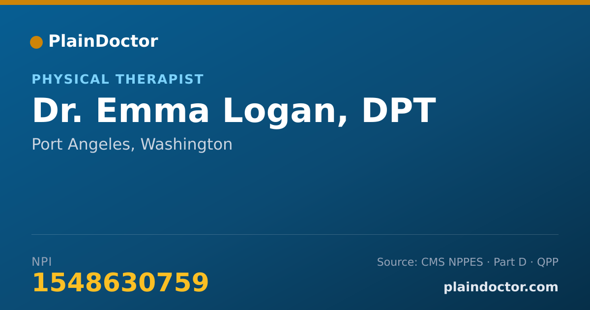 Shareable card for Emma Logan, DPT - Physical Therapist, Port Angeles, WA