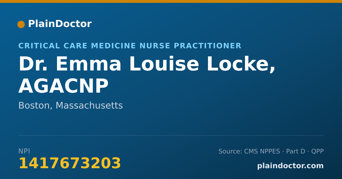 Shareable card for Emma Louise Locke, AGACNP - Critical Care Medicine Nurse Practitioner, Boston, MA