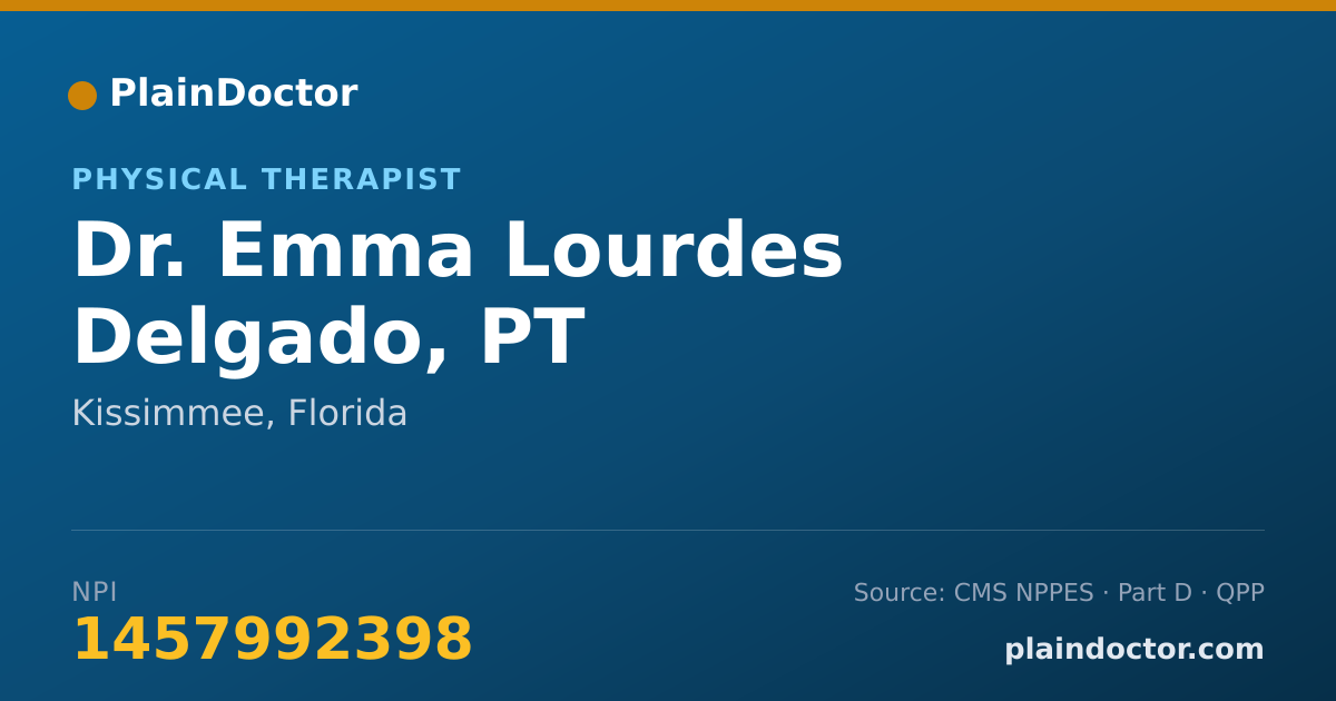 Shareable card for Emma Lourdes Delgado, PT - Physical Therapist, Kissimmee, FL