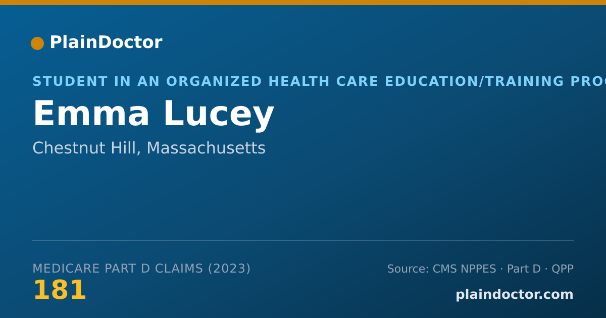 Shareable card for Emma Lucey - Student in an Organized Health Care Education/Training Program, Chestnut Hill, MA