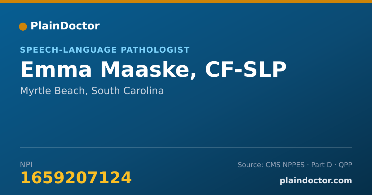 Shareable card for Emma Maaske, CF-SLP - Speech-Language Pathologist, Myrtle Beach, SC
