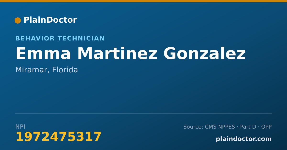 Shareable card for Emma Martinez Gonzalez - Behavior Technician, Miramar, FL