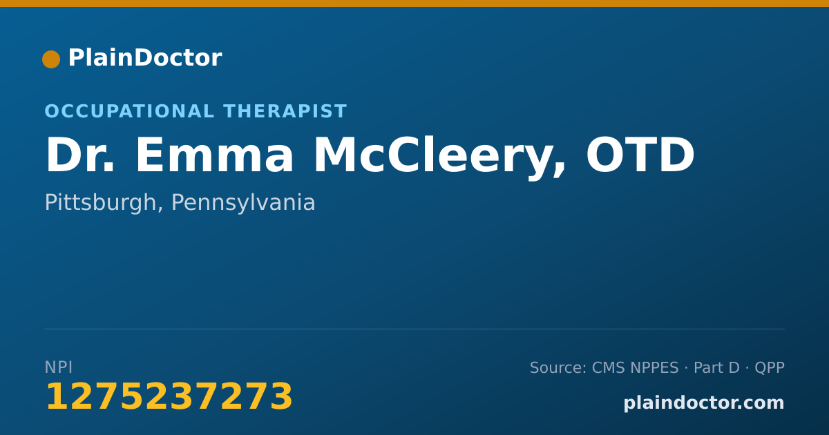 Shareable card for Emma McCleery, OTD - Occupational Therapist, Pittsburgh, PA