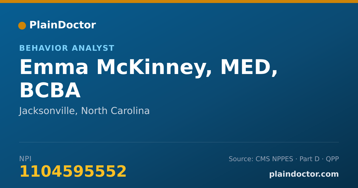 Shareable card for Emma McKinney, MED, BCBA - Behavior Analyst, Jacksonville, NC