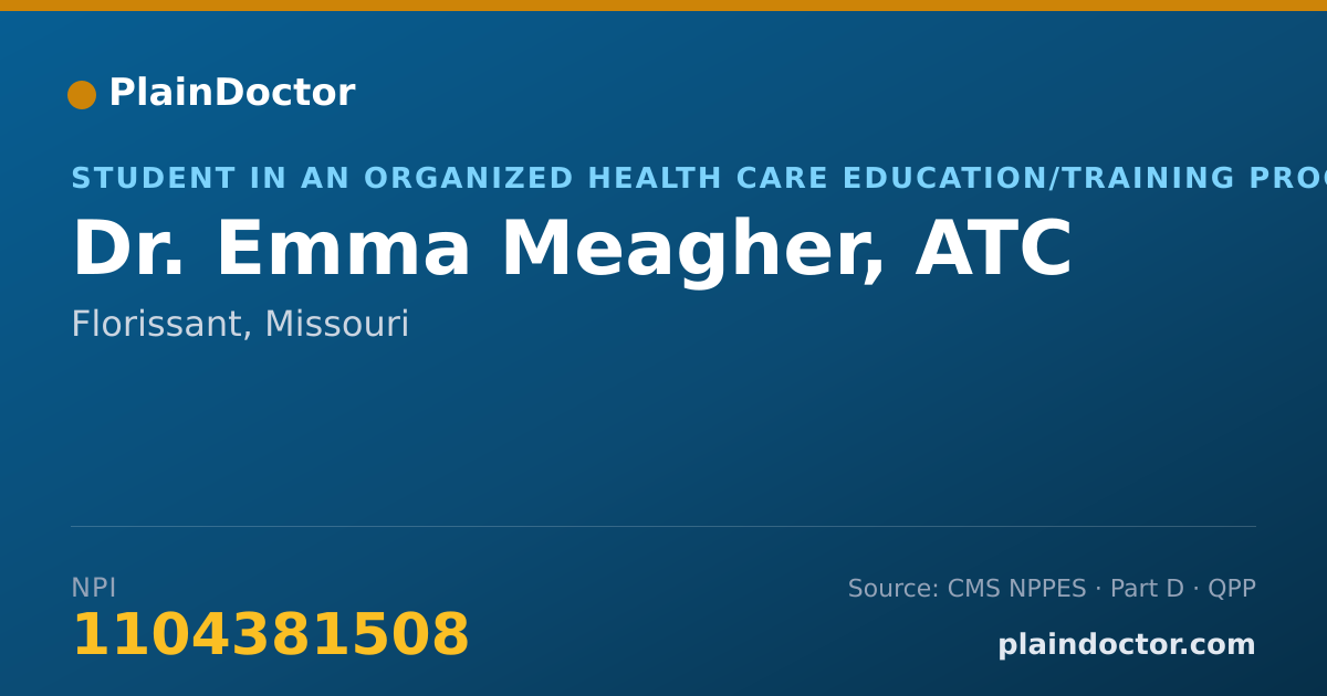 Shareable card for Emma Meagher, ATC - Student in an Organized Health Care Education/Training Program, Florissant, MO
