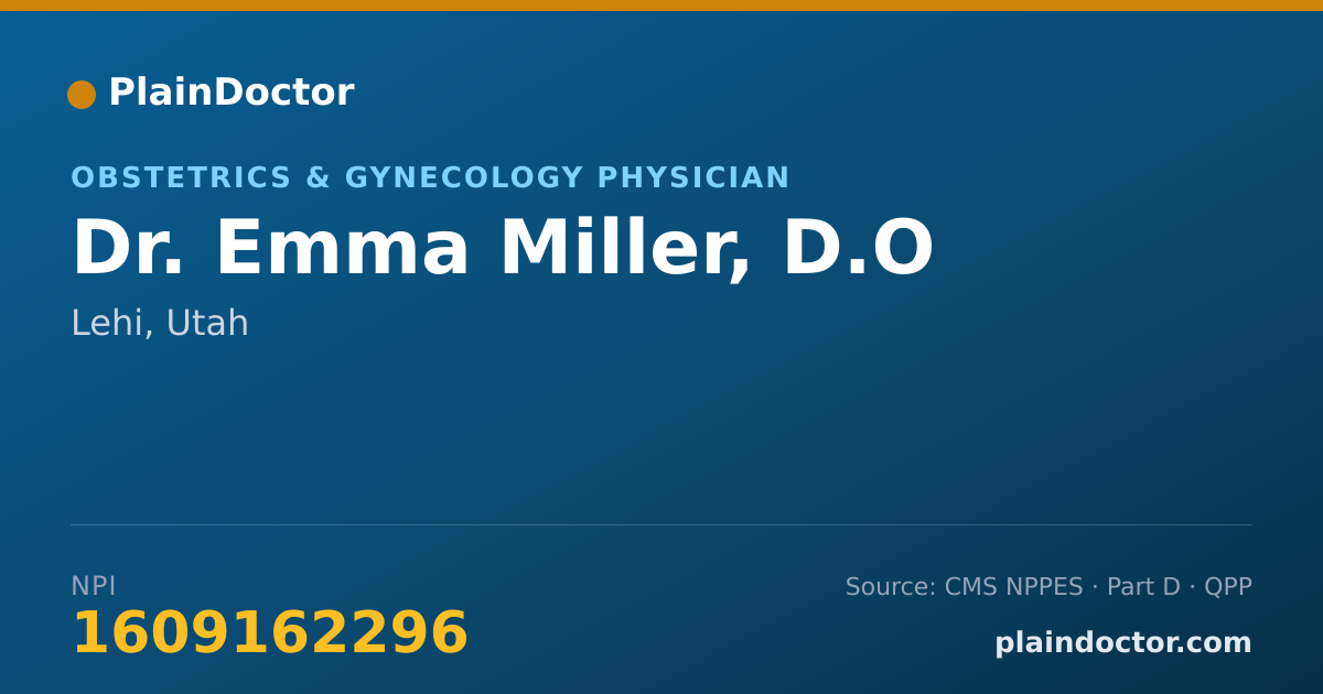 Shareable card for Emma Miller, D.O - Obstetrics & Gynecology Physician, Lehi, UT