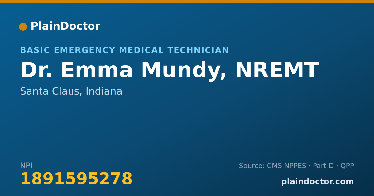 Shareable card for Emma Mundy, NREMT - Basic Emergency Medical Technician, Santa Claus, IN