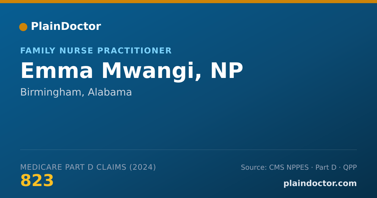 Shareable card for Emma Mwangi, NP - Family Nurse Practitioner, Birmingham, AL