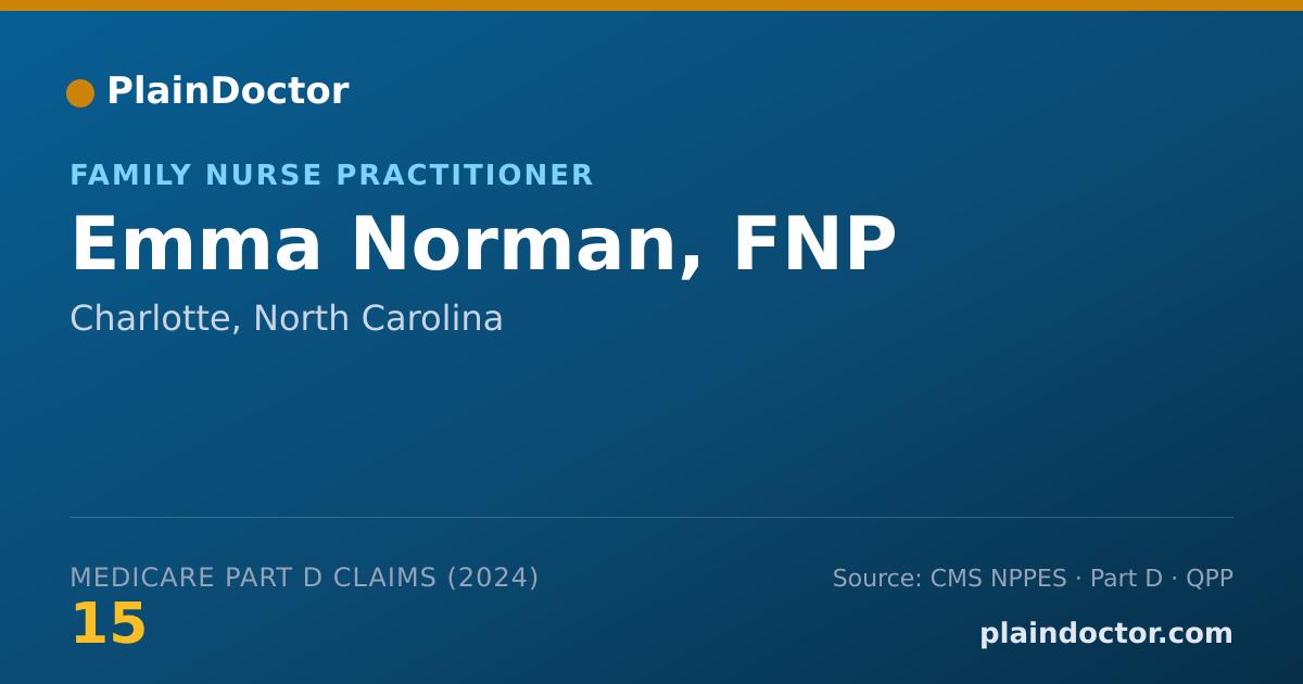 Shareable card for Emma Norman, FNP - Nurse Practitioner, Charlotte, NC