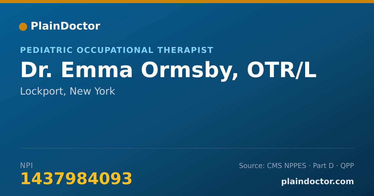 Shareable card for Emma Ormsby, OTR/L - Pediatric Occupational Therapist, Lockport, NY