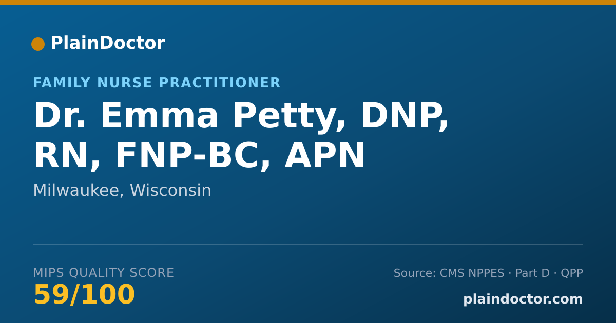 Shareable card for Emma Petty, DNP, RN, FNP-BC, APN - Family Nurse Practitioner, Milwaukee, WI