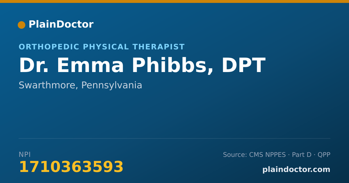 Shareable card for Emma Phibbs, DPT - Orthopedic Physical Therapist, Swarthmore, PA