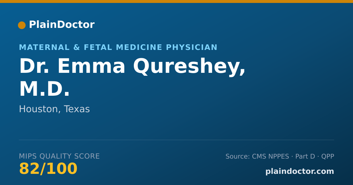 Shareable card for Emma Qureshey, M.D. - Maternal & Fetal Medicine Physician, Houston, TX