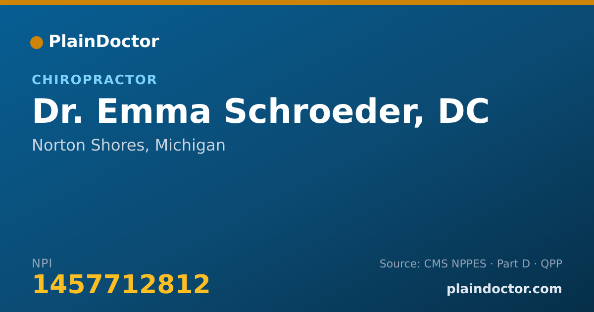 Shareable card for Emma Schroeder, DC - Chiropractor, Norton Shores, MI