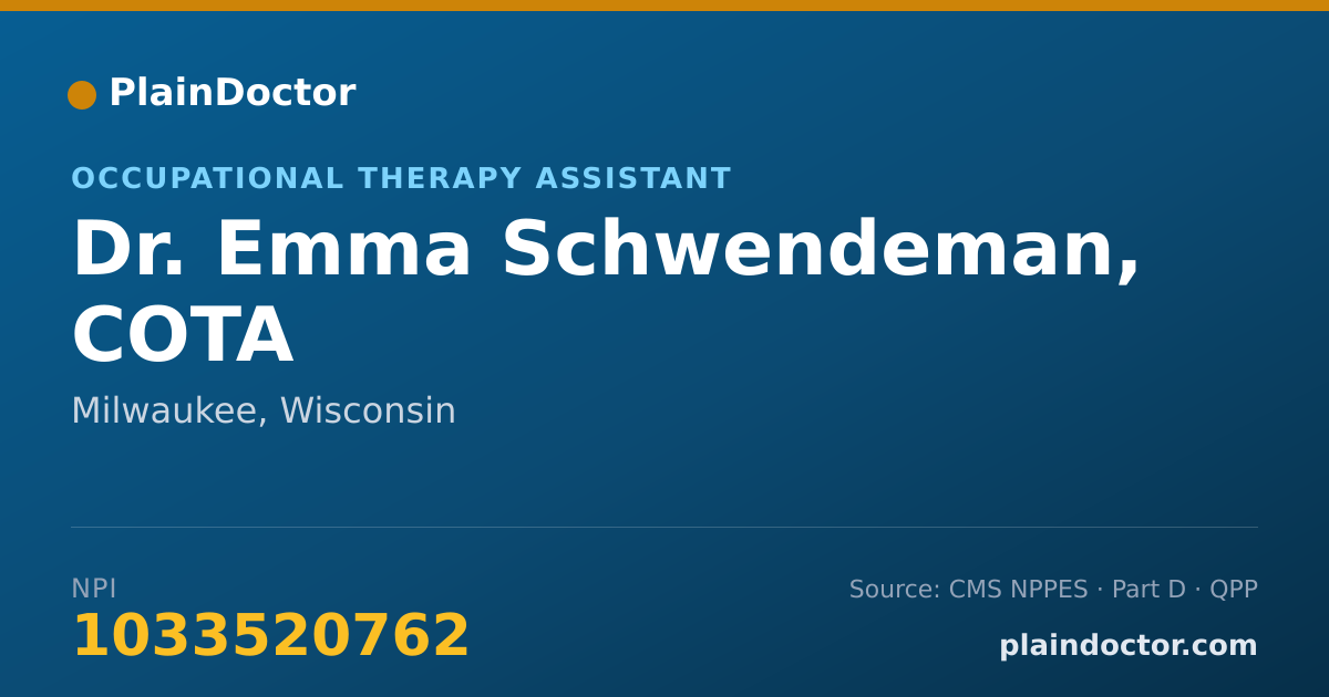 Shareable card for Emma Schwendeman, COTA - Occupational Therapy Assistant, Milwaukee, WI