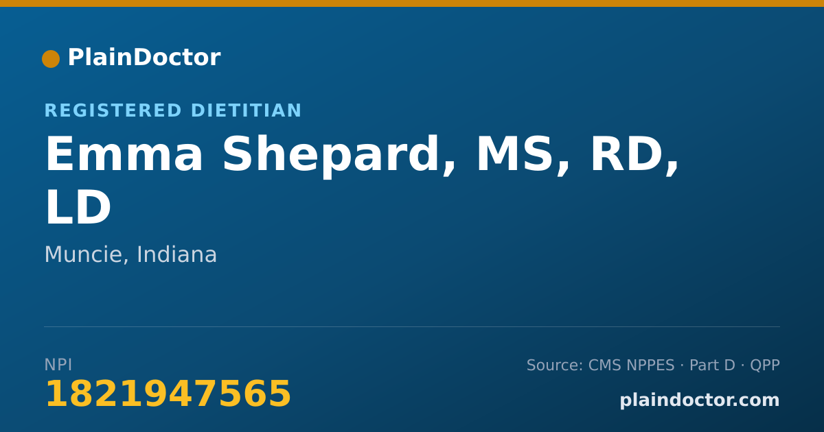 Shareable card for Emma Shepard, MS, RD, LD - Registered Dietitian, Muncie, IN