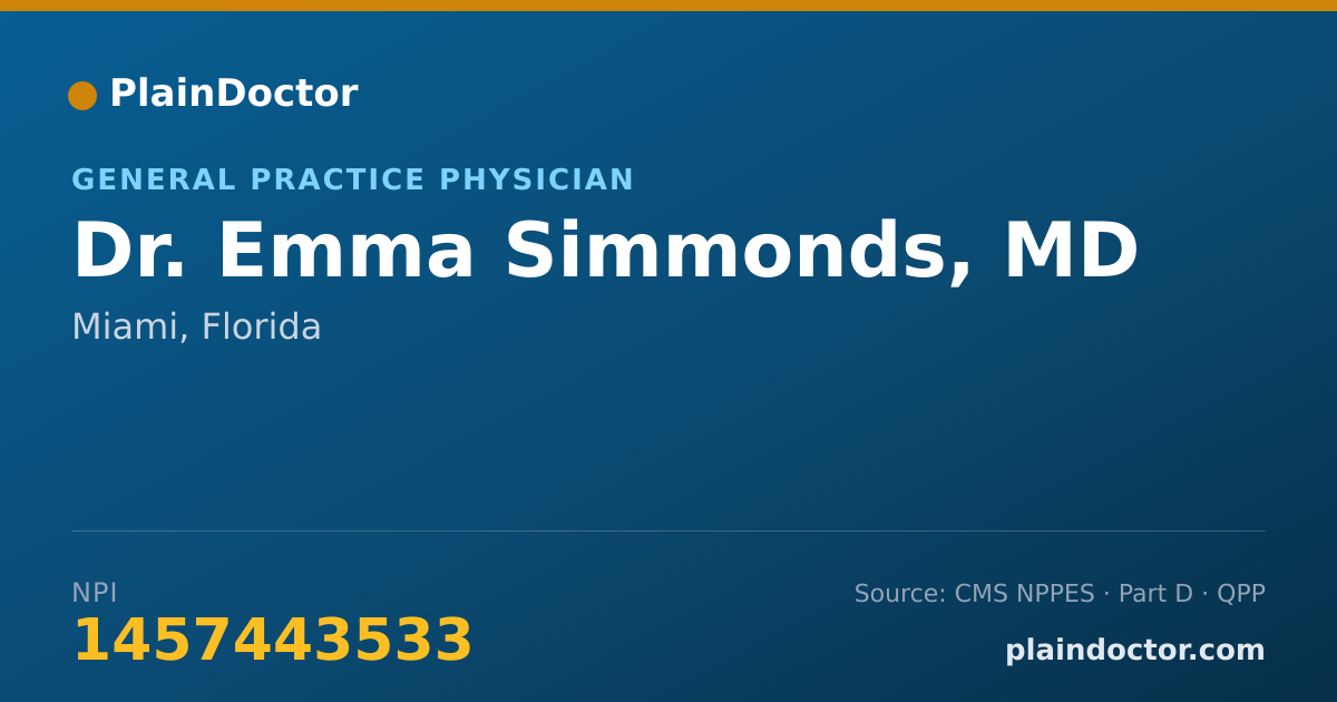 Shareable card for Emma Simmonds, MD - General Practice Physician, Miami, FL