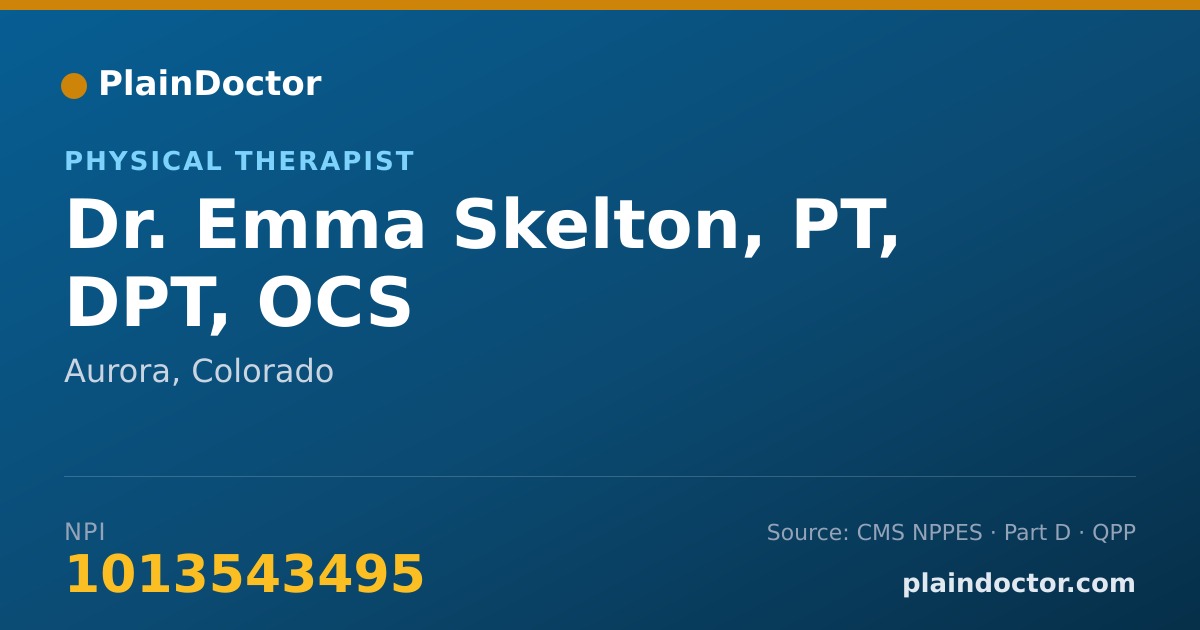 Shareable card for Emma Skelton, PT, DPT, OCS - Physical Therapist, Aurora, CO
