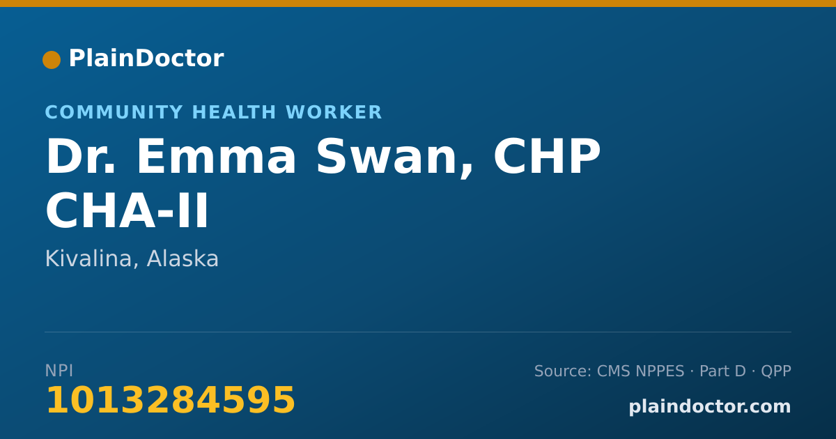 Shareable card for Emma Swan, CHP CHA-II - Community Health Worker, Kivalina, AK