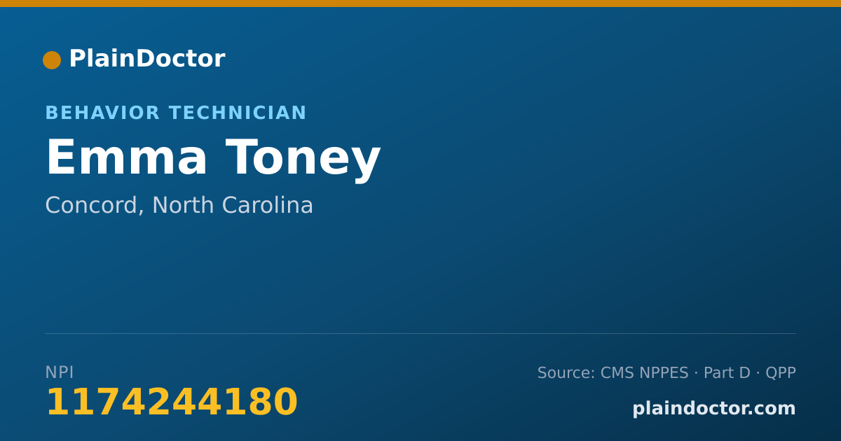 Shareable card for Emma Toney - Behavior Technician, Concord, NC