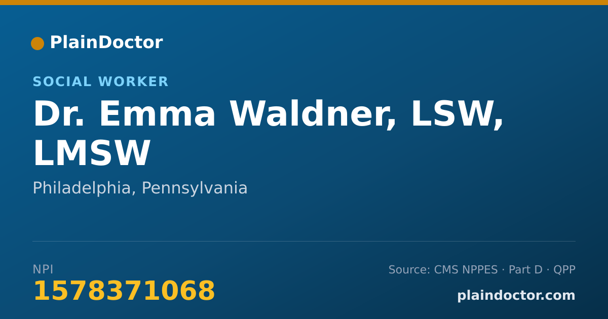 Shareable card for Emma Waldner, LSW, LMSW - Social Worker, Philadelphia, PA
