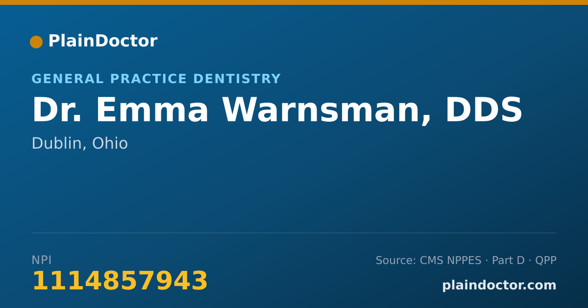 Shareable card for Emma Warnsman, DDS - General Practice Dentistry, Dublin, OH