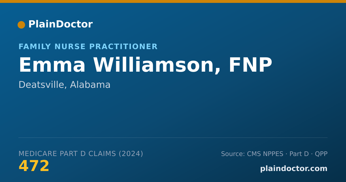 Shareable card for Emma Williamson, FNP - Family Nurse Practitioner, Deatsville, AL