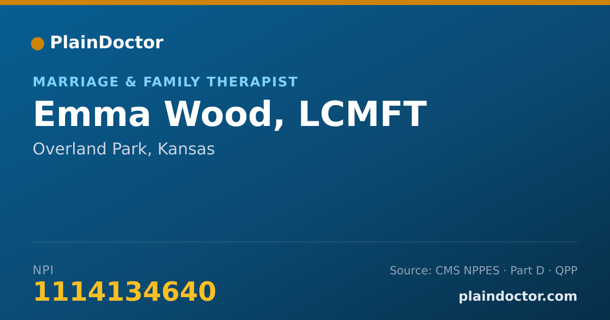 Shareable card for Emma Wood, LCMFT - Marriage & Family Therapist, Overland Park, KS