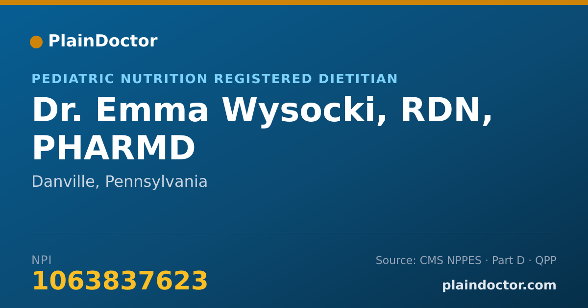 Shareable card for Emma Wysocki, RDN, PHARMD - Pediatric Nutrition Registered Dietitian, Danville, PA