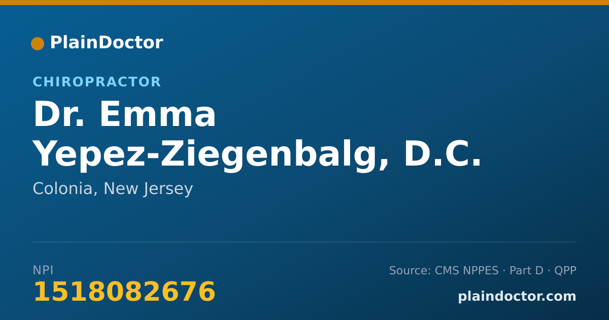 Shareable card for Emma Yepez-Ziegenbalg, D.C. - Chiropractor, Colonia, NJ