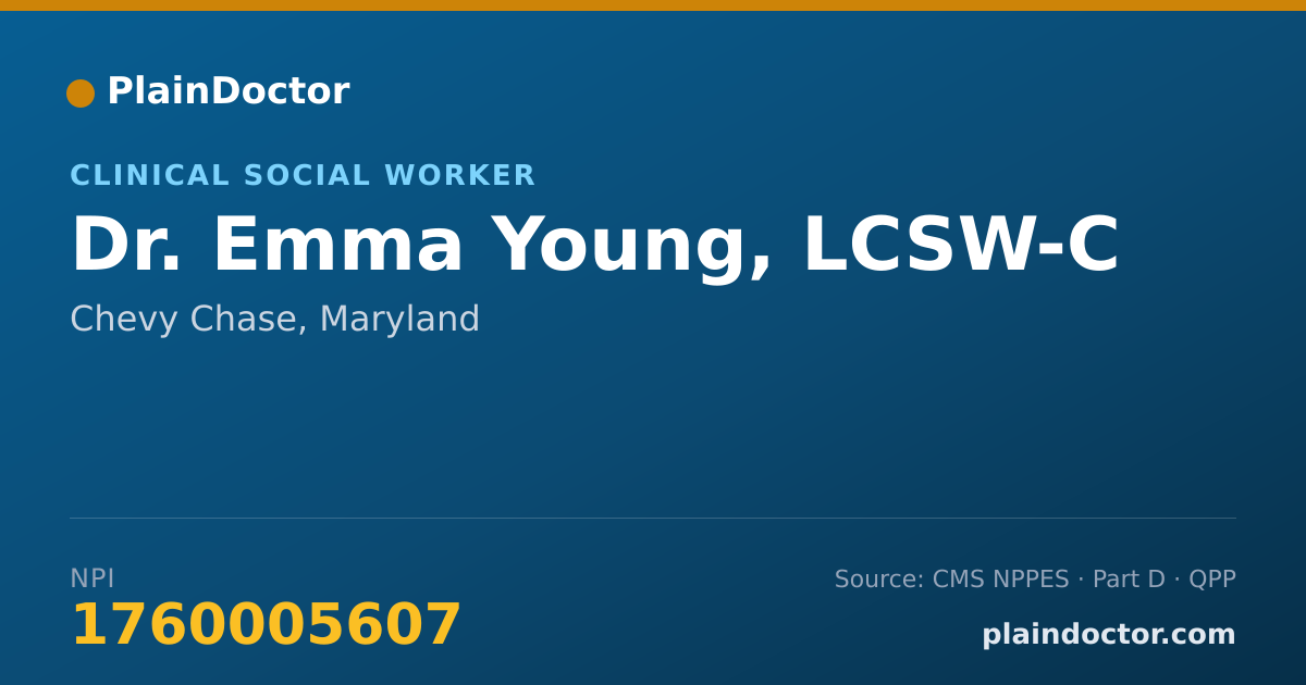 Shareable card for Emma Young, LCSW-C - Clinical Social Worker, Chevy Chase, MD