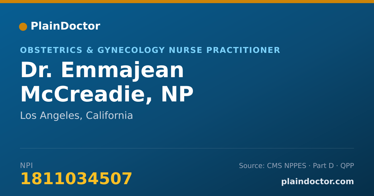 Shareable card for Emmajean McCreadie, NP - Obstetrics & Gynecology Nurse Practitioner, Los Angeles, CA