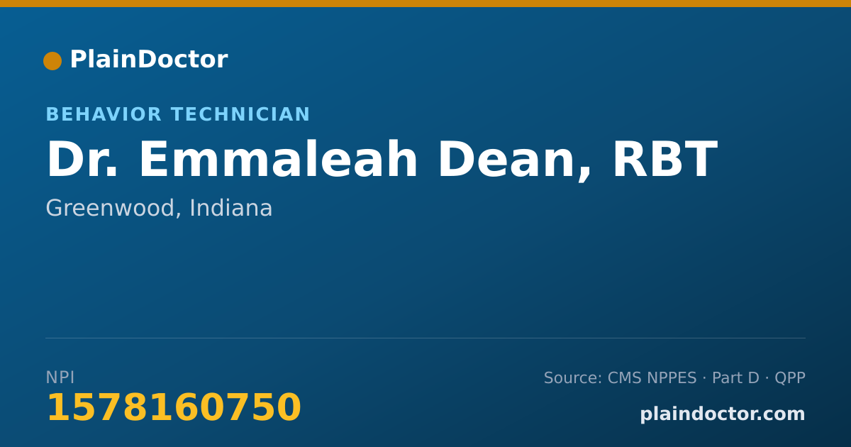 Shareable card for Emmaleah Dean, RBT - Behavior Technician, Greenwood, IN