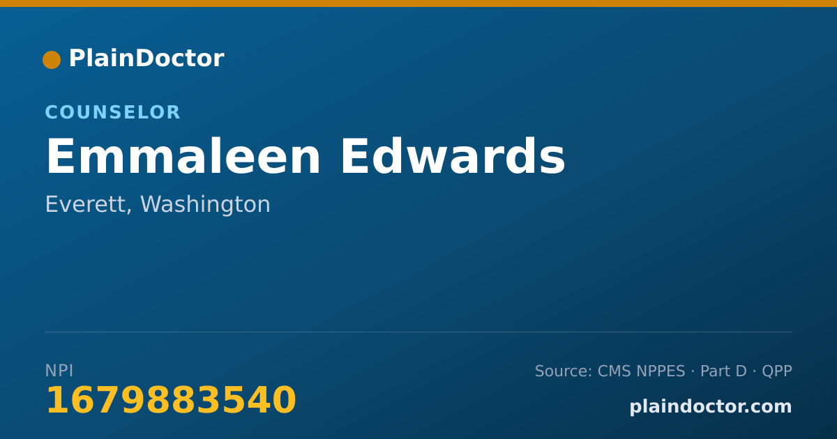 Shareable card for Emmaleen Edwards - Counselor, Everett, WA