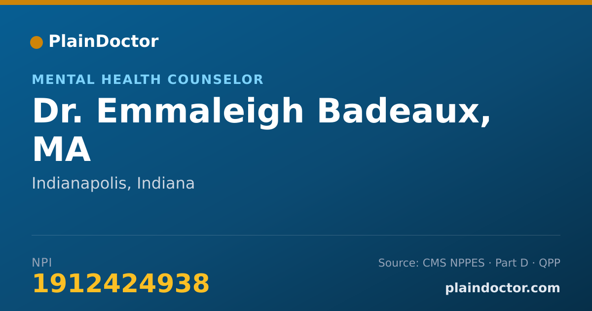 Shareable card for Emmaleigh Badeaux, MA - Mental Health Counselor, Indianapolis, IN