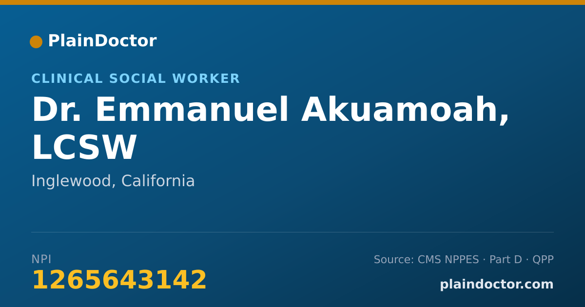 Shareable card for Emmanuel Akuamoah, LCSW - Clinical Social Worker, Inglewood, CA