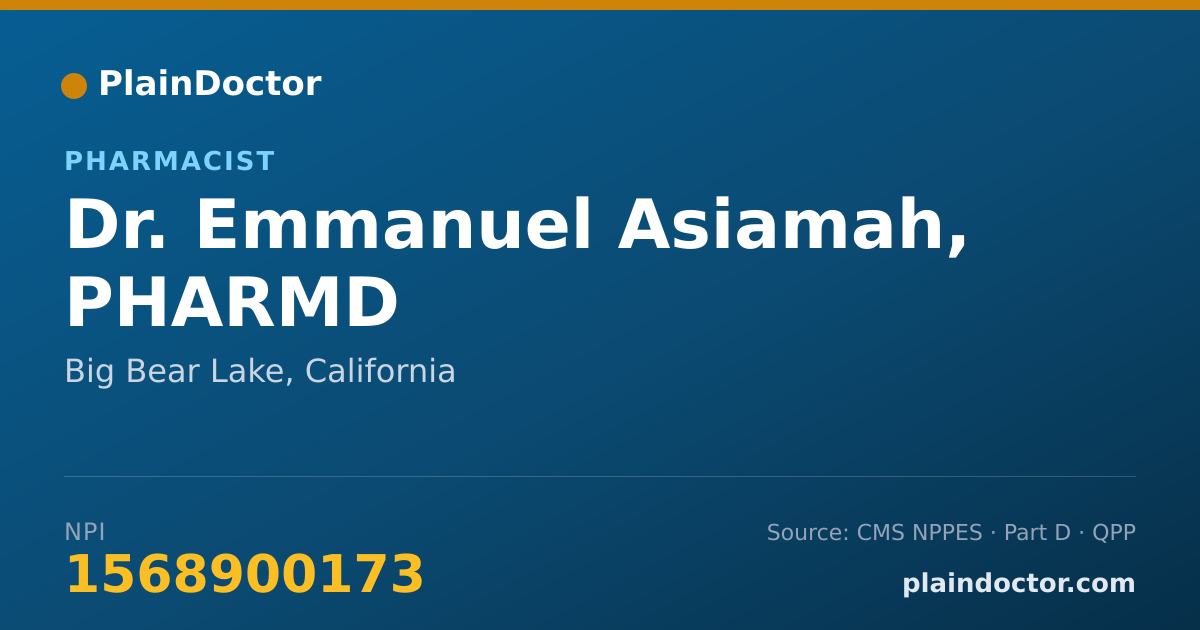 Shareable card for Emmanuel Asiamah, PHARMD - Pharmacist, Big Bear Lake, CA