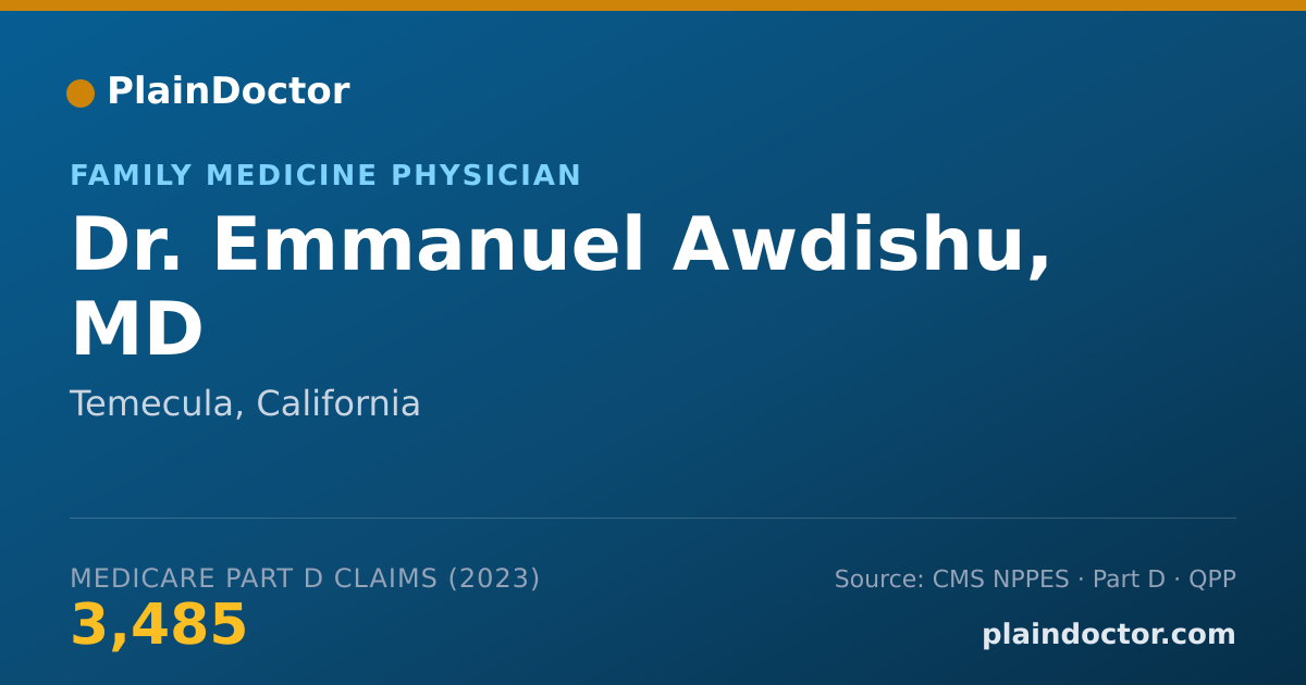 Shareable card for Emmanuel Awdishu, MD - Family Medicine Physician, Temecula, CA