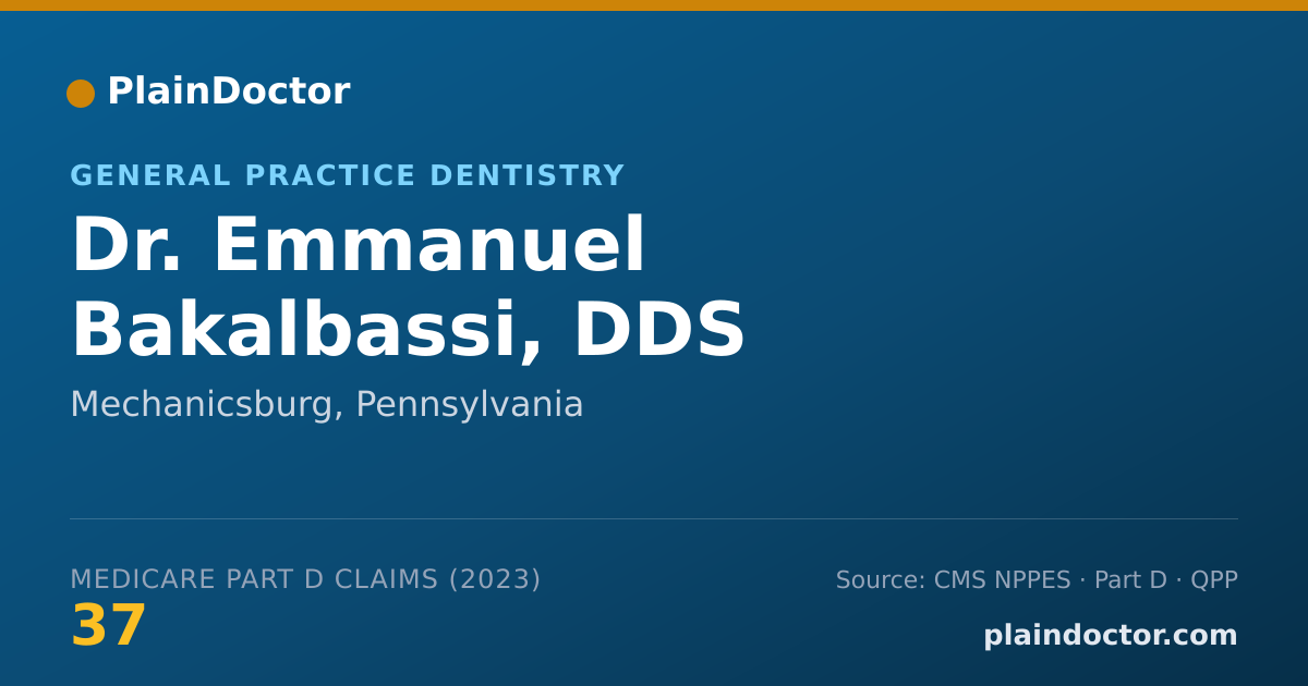 Shareable card for Emmanuel Bakalbassi, DDS - General Practice Dentistry, Mechanicsburg, PA