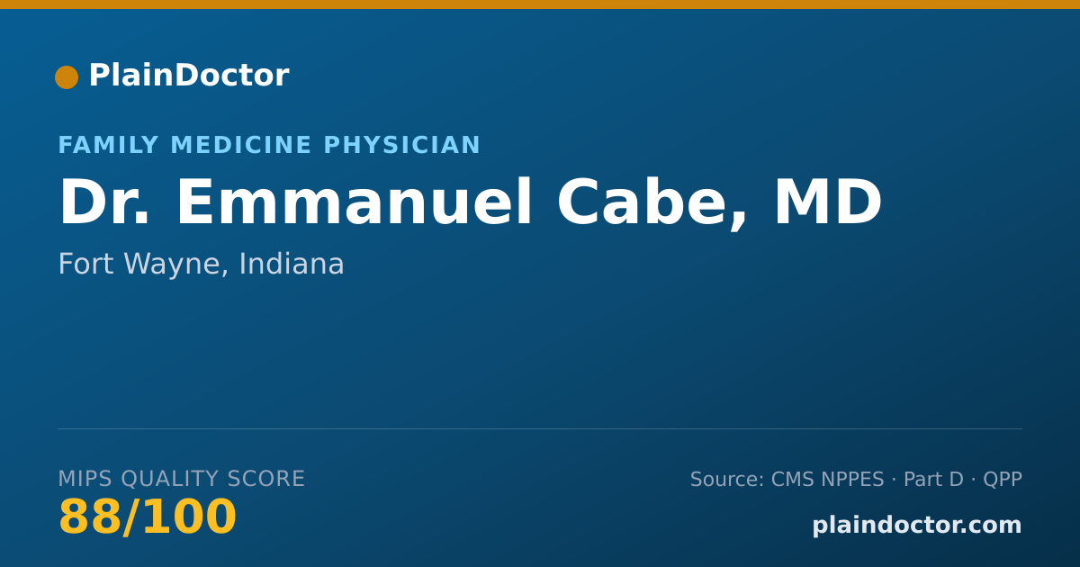 Shareable card for Emmanuel Cabe, MD - Family Medicine Physician, Fort Wayne, IN