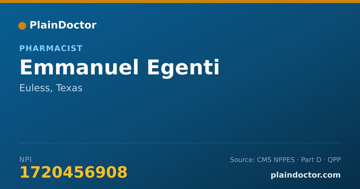 Shareable card for Emmanuel Egenti - Pharmacist, Euless, TX